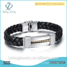 genuine leather bracelet for men with stainless steel clasp With high quality made by Lefeng jewelry manufacture